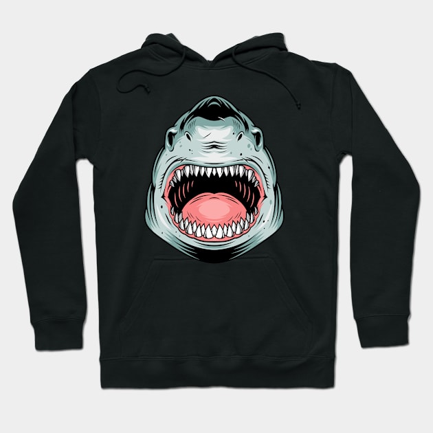 Angry Shark Head Hoodie by DDP Design Studio